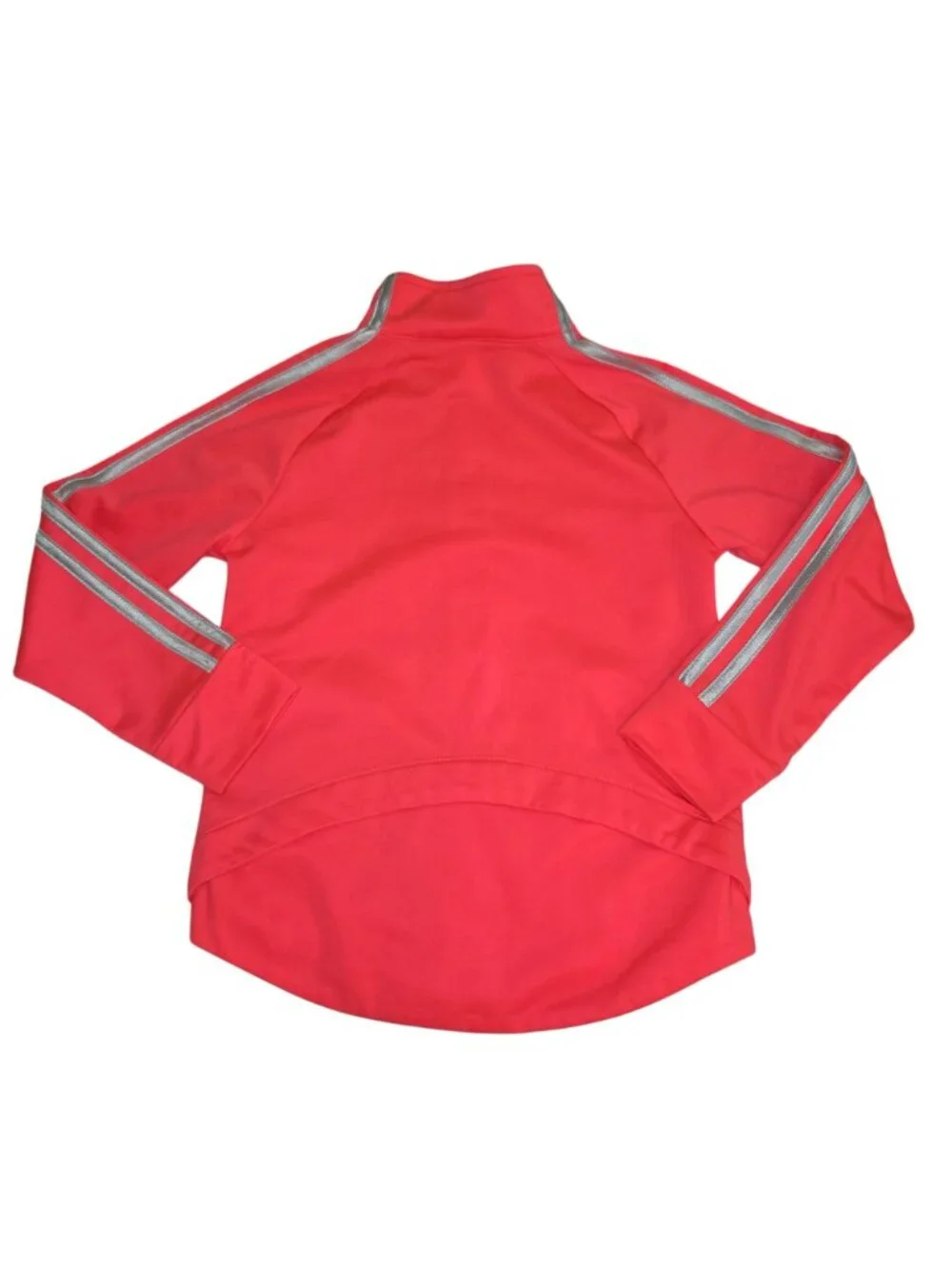 Adidas Girl 6 Pink zip-up Jacket Signature Silver Three-Stripes Sleeve 4284